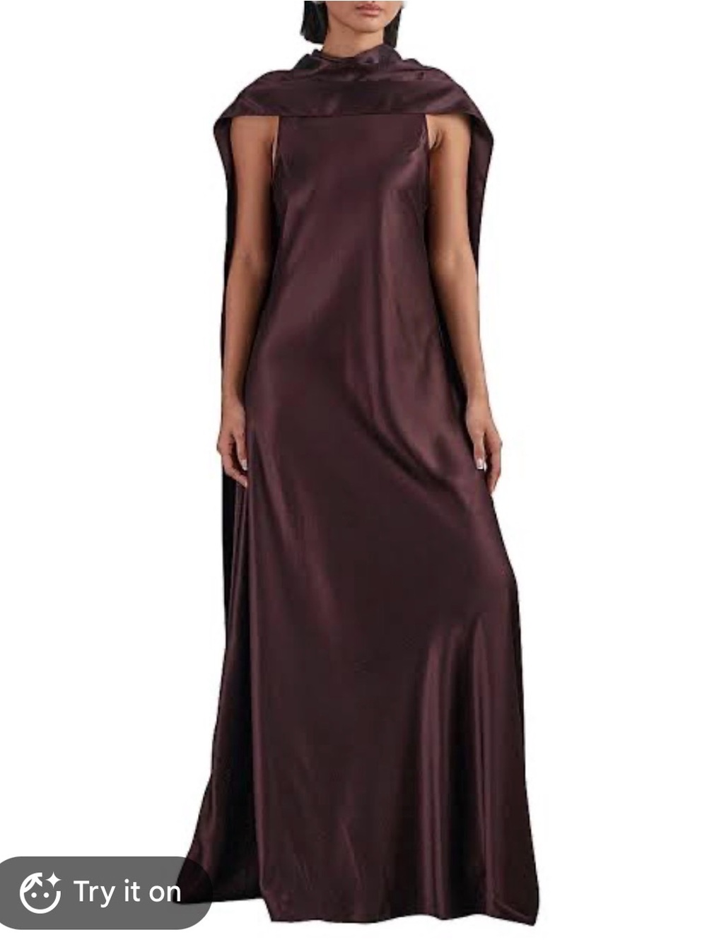 Reiss Fae Satin Capeback Dress in Burgandy